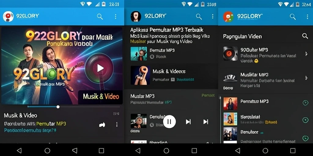 Tampilan antarmuka 92GLORY yang modern dan intuitif.