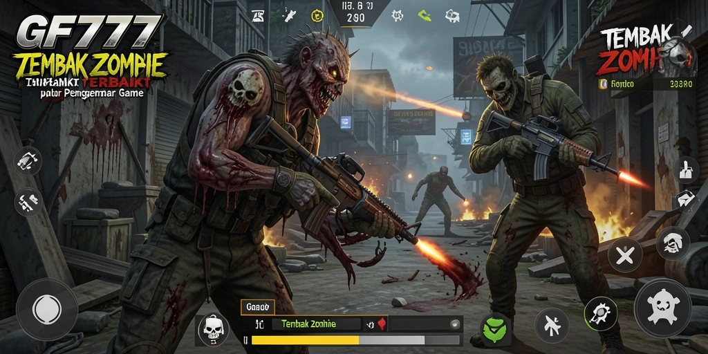 Antarmuka GF777 dengan aksi tembak zombie yang seru.