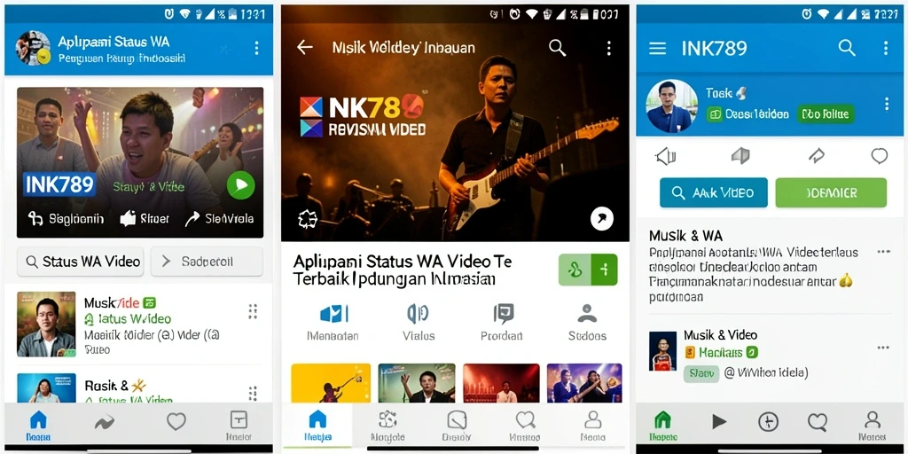 Antarmuka INK789 menampilkan berbagai pilihan video menarik untuk status WA.