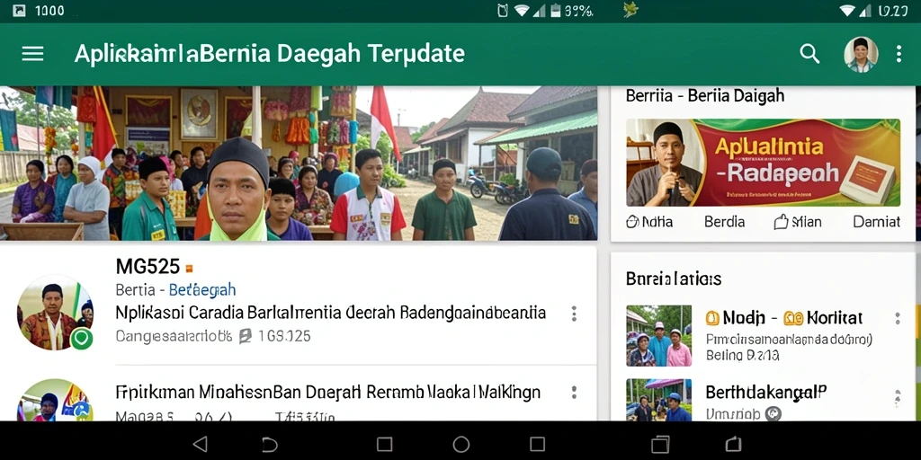 Antarmuka menarik dari aplikasi MG525 yang menampilkan berita daerah.
